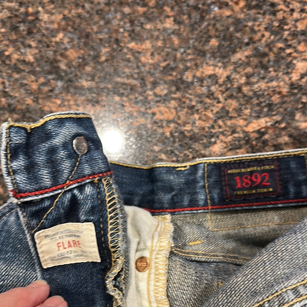 Abercrombie & Fitch Men's 1892 Blue Flare Jeans with zippered front 30x32 - Picture 7 of 11